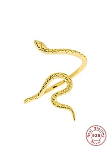 1 Con Rắn Nhỏ Sống Động Bạc Có Thể Điều Chỉnh Vòng Mở Cho Nữ Tuyên Bố Trang Sức - Vàng - Xem 3