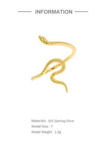 1 Con Rắn Nhỏ Sống Động Bạc Có Thể Điều Chỉnh Vòng Mở Cho Nữ Tuyên Bố Trang Sức - Vàng - Xem 4