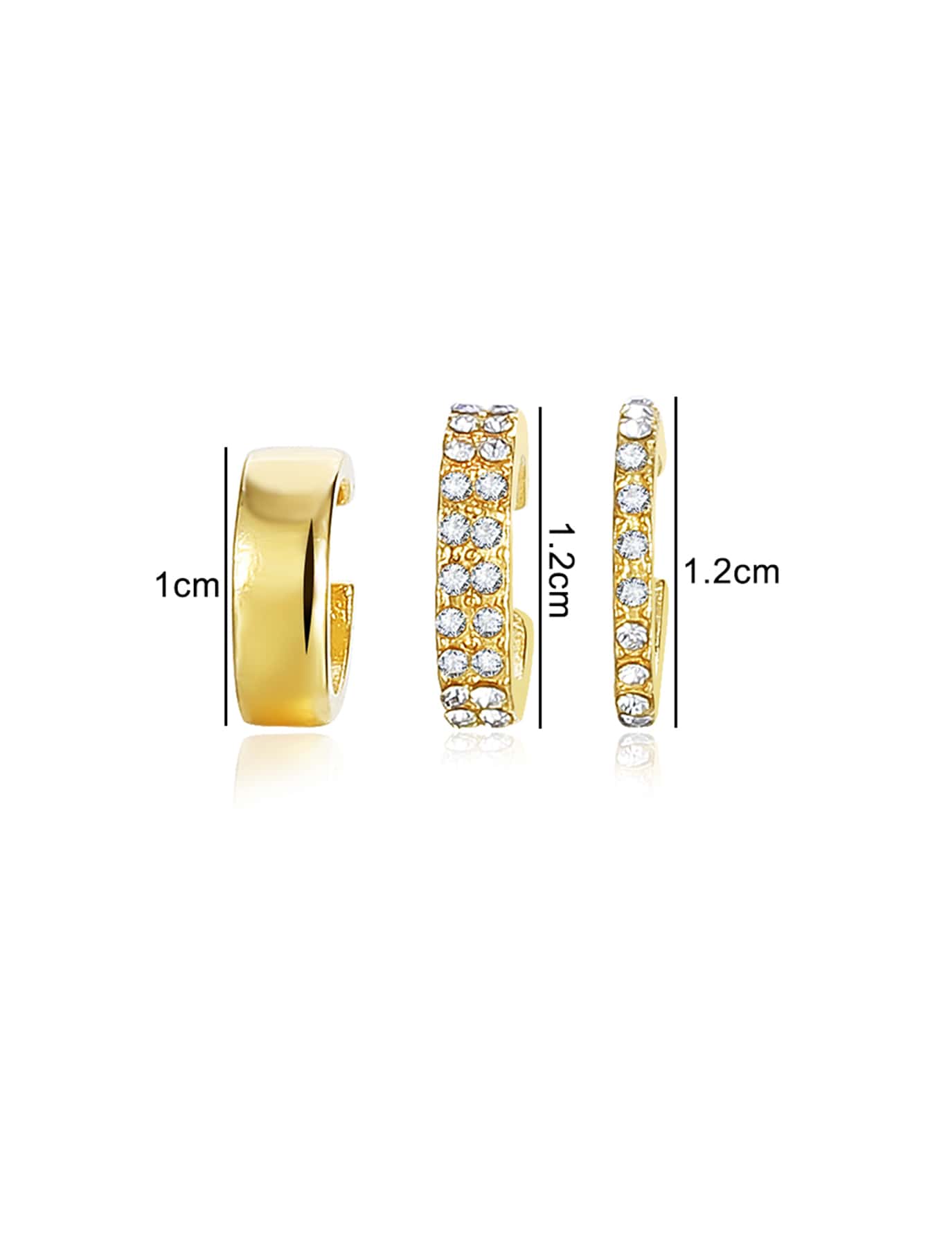 3 cái/bộ Vòng bít tai tối giản - Vàng - Xem 4