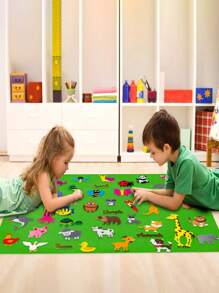 1入組兒童DIY動物法蘭絨毛氈板故事集兒童手工毛氈忙碌板 - 彩色 - 查看 2