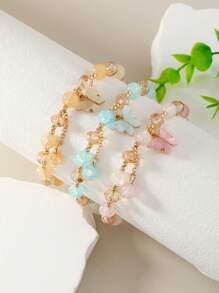 3 pièces/set Bracelet perlé à la mode à breloque papillon pour femme pour décoration quotidienne