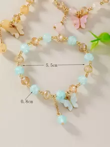 3 pièces/set Bracelet perlé à la mode à breloque papillon pour femme pour décoration quotidienne