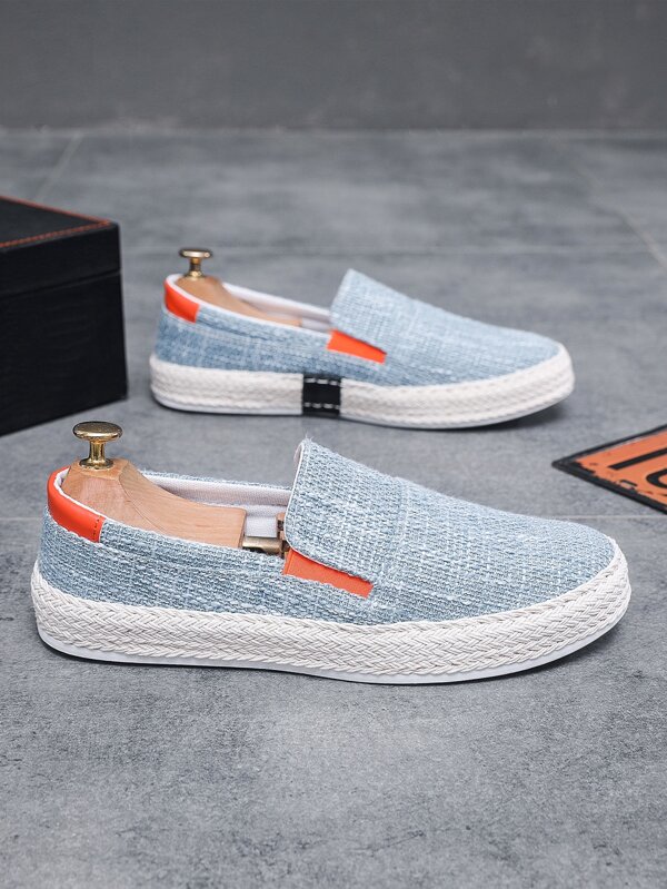 Vacation Espadrille Loafers For Men, Two Tone Canvas Loafers SHEIN USA