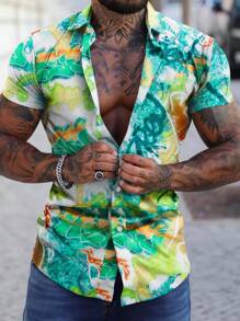 Áo sơ mi Nam Nút phía trước Tất cả trên in Boho - Nhiều màu - Xem 5