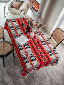 1pc Geometric Pattern Tablecloth - Multicolor - View 1