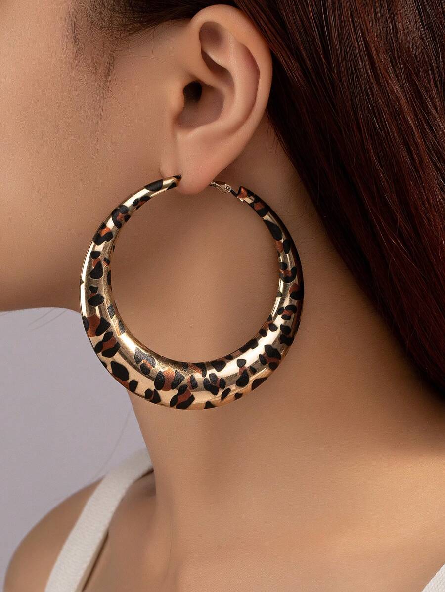 1 对女士畅销镂空吊饰超大印花珐琅日常佩戴耳环