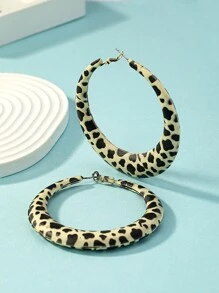 1 对女士畅销镂空吊饰超大珐琅印花耳环，日常佩戴 - 彩色 - 查看 2