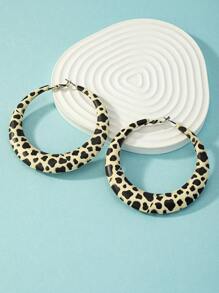 1 对女士畅销镂空吊饰超大珐琅印花耳环，日常佩戴 - 彩色 - 查看 3