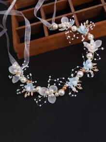 花和人造珍珠裝飾髮帶