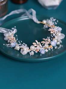 花和人造珍珠裝飾髮帶