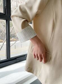 Blazer de solapa con detalle de solapa y un solo botón, atuendo de negocios - Albaricoque - Ver 4