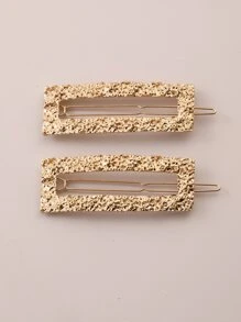 2pcs Metal Concave-Convex Square Clip Hair Accessories, Simple And Versatile Side Hairpin Casual Claw Clips Hair Claws Hair Barrettes