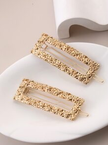 2pcs Metal Concave-Convex Square Clip Hair Accessories, Simple And Versatile Side Hairpin Casual Claw Clips Hair Claws Hair Barrettes