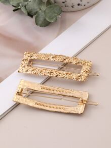 2pcs Metal Concave-Convex Square Clip Hair Accessories, Simple And Versatile Side Hairpin Casual Claw Clips Hair Claws Hair Barrettes