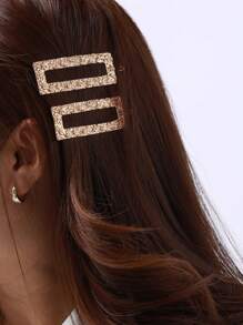 2pcs Metal Concave-Convex Square Clip Hair Accessories, Simple And Versatile Side Hairpin Casual Claw Clips Hair Claws Hair Barrettes