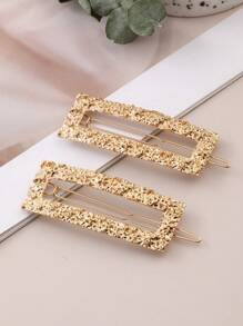 2pcs Metal Concave-Convex Square Clip Hair Accessories, Simple And Versatile Side Hairpin Casual Claw Clips Hair Claws Hair Barrettes