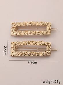 2pcs Metal Concave-Convex Square Clip Hair Accessories, Simple And Versatile Side Hairpin Casual Claw Clips Hair Claws Hair Barrettes