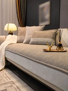 1pc Color Block Sofa Towel - Dark Grey - View 1