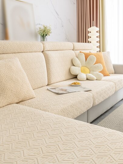 1pc Geometric Jacquard Stretchy Sofa Seat Cover