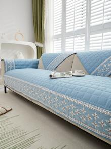 1入組花卉刺繡沙發巾 - 淺藍色 - 查看 1
