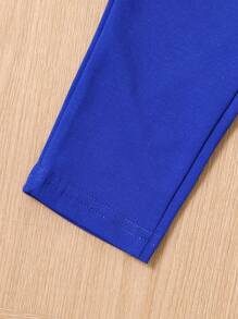 女孩單肩腰帶連身褲 - 藍色 - 查看 5