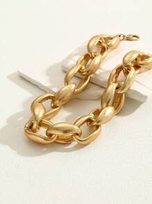 1入y2k時尚鍊條金項鍊,誇張的鎖骨鍊,女士哥德風飾品 - 金黃色 - 查看 2