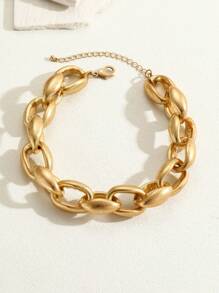 1入y2k時尚鍊條金項鍊,誇張的鎖骨鍊,女士哥德風飾品 - 金黃色 - 查看 5