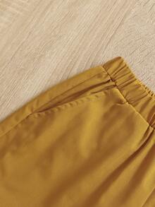 SHEIN Toddler Boys Tropical & Tiger Print Shirt & Shorts Without Tee - Multicolor - View 5