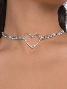 juran 1pc Glamorous Rhinestone Heart Decor Choker For Women For Party Valentines,Mom,Mother,Mother's Day,Gift