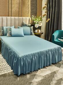 1 Đồng Màu Ren Viền Giường Váy, Vải Hiện Đại Chăn Ga Giường Váy Cho Phòng Ngủ, Tất Cả Các Mùa - Màu xanh bạc hà - Xem 1