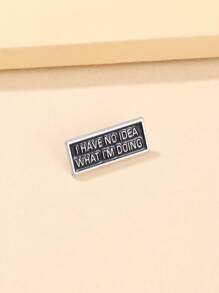 1pc Fashionable Zinc Alloy Slogan Detail Rectangle Design Brooch For Women For Daily Decoration - Silver - View 1