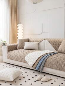 1pc Solid Color Sofa Towel - Khaki - View 3