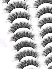 Happy Butterfly 10 cặp/bộ Lông mi giả chéo, dày & xoăn & dài - màu đen - Xem 5