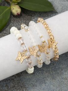 Bộ trang sức vòng tay mặt dây chuyền hình con bướm 4 món - Nhiều màu - Xem 3
