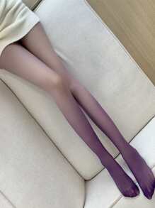 1 đôi quần tất nữ màu ombre thời trang cho cuộc sống hàng ngày - Màu tím - Xem 1