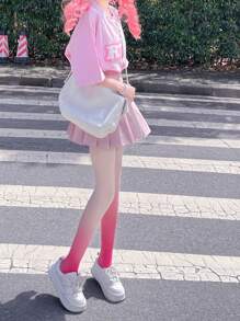 1雙女士漸層時尚褲襪適用於日常 - 粉色 - 查看 4