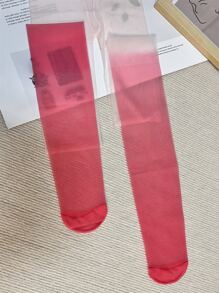 1雙女士漸層時尚褲襪適用於日常 - 粉色 - 查看 8