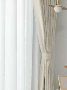 素色1片遮光窗簾 - 白色 - 查看 6