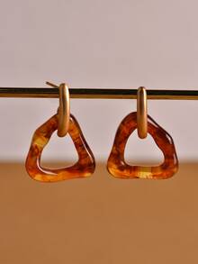 1pair Fashionable Asymmetrical Geometric Stud Earrings For Women For Daily Decoration - Multicolor - View 1