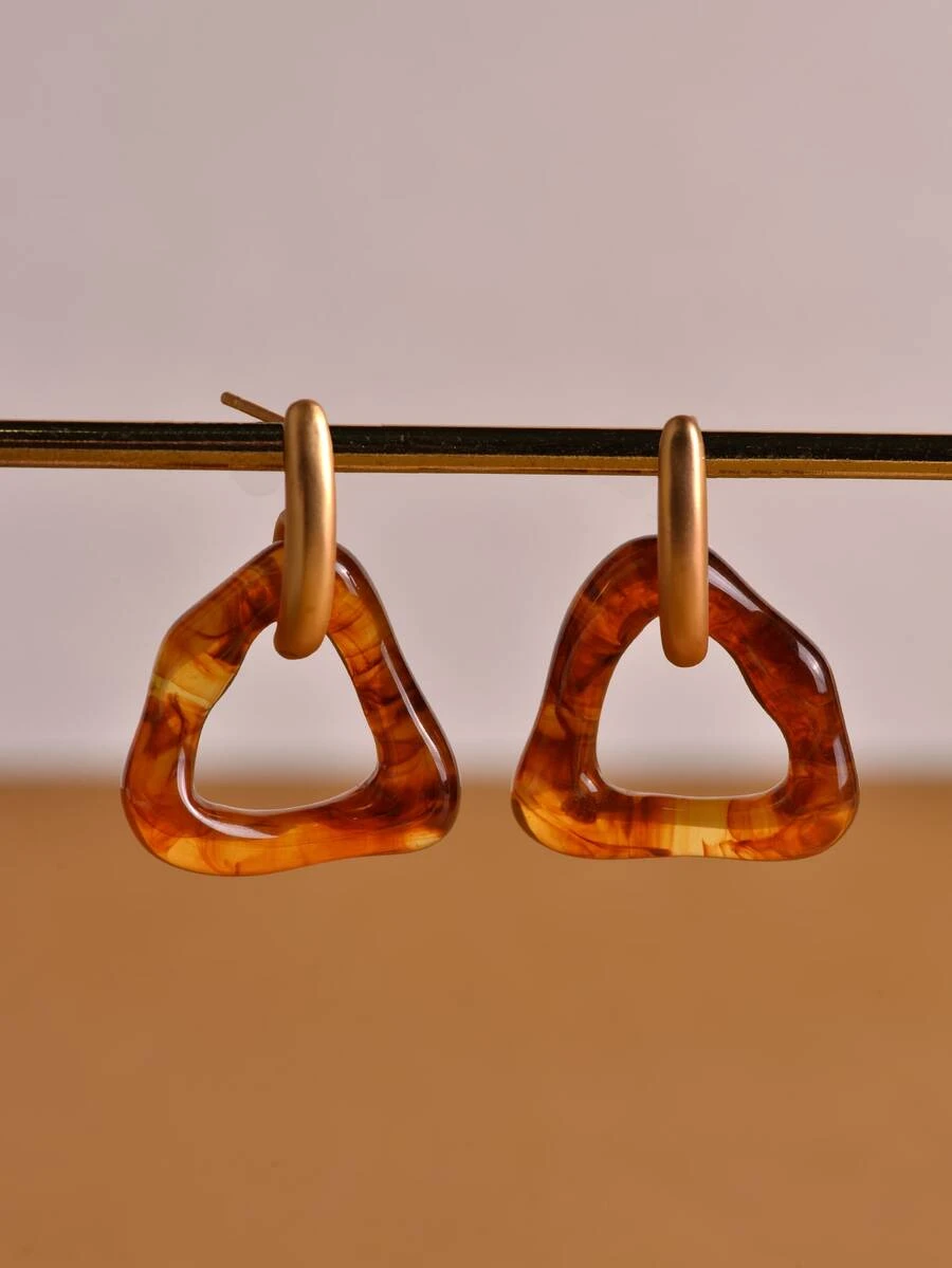 1pair Fashionable Asymmetrical Geometric Stud Earrings For Women For Daily Decoration - Multicolor - View 1