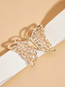 1入組女士蝴蝶對稱扣時尚皮帶日常裝飾 - 白色 - 查看 4