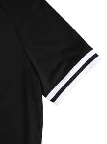 Manfinity Homme Men Striped Trim Polo Shirt & Shorts - Black - View 3