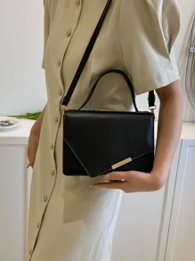 Túi đeo vai thời trang Túi xách nữ màu trơn đơn giản và đa năng - màu đen - Xem 2