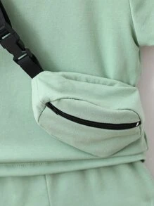 Baby Boy Solid Tee & Track Shorts - Mint Green - View 4