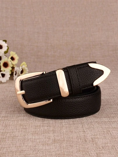 COOLERFIRE 1 pieza Cinturón elegante de mujer con estampado de piel de litchi al estilo de los años 2000, hebilla de metal versátil para uso diario, verano, escuela, otoño, Halloween