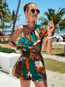 SHEIN VCAY Áo liền quần nữ phân lớp Nhiệt đới Boho - Nhiều màu - Xem 1