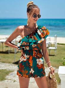 SHEIN VCAY Áo liền quần nữ phân lớp Nhiệt đới Boho - Nhiều màu - Xem 4