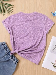 SHEIN Tops con gái Loại bướm Giải trí - Màu tím hoa cà - Xem 2