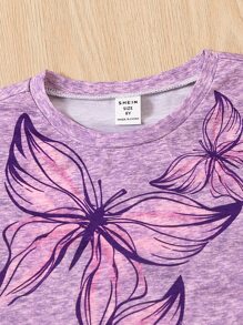 SHEIN Tops con gái Loại bướm Giải trí - Màu tím hoa cà - Xem 3