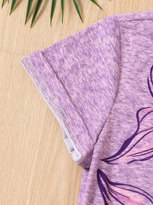 SHEIN Tops con gái Loại bướm Giải trí - Màu tím hoa cà - Xem 4